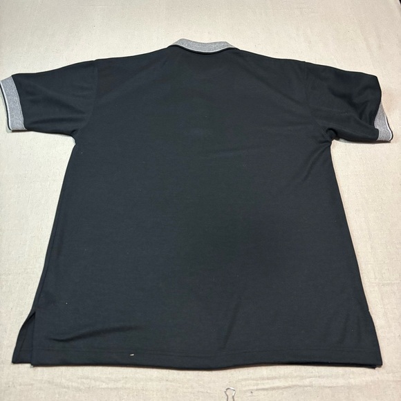 Woolrich Mens Size M Navy Houndstooth Check Short Sleeve Cotton Polo Shirt Black - Picture 3 of 7